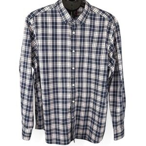 UNTUCKit Rooney-WF Mens XXL Blue White Plaid Wrinkle Free Button Down Shirt